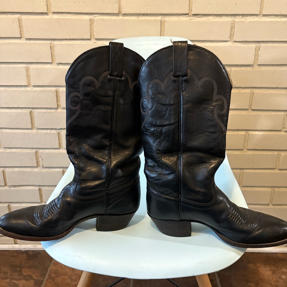 J. Chisholm | Black Leather Cowboy Boots | Mens 8.5